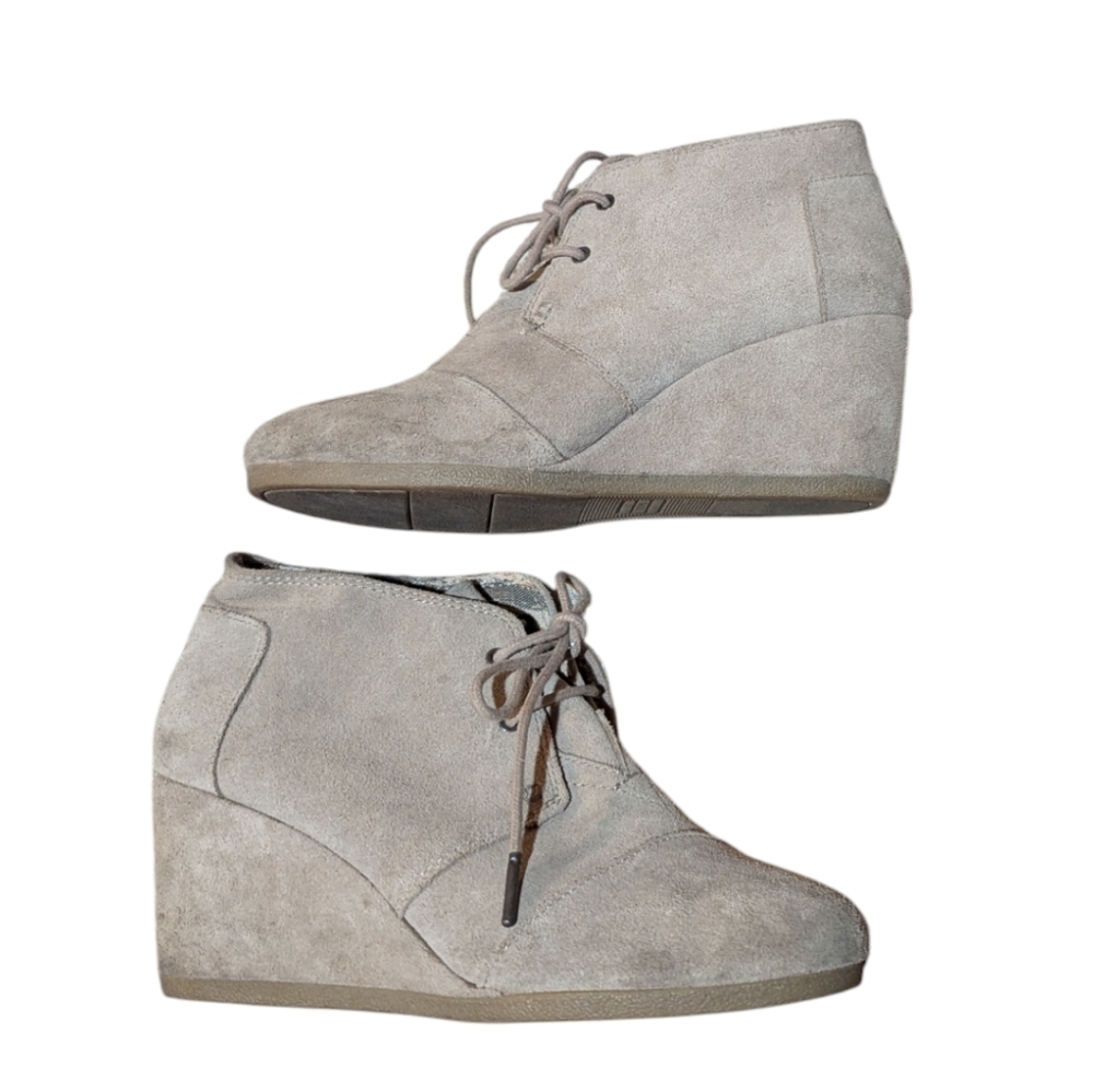 Toms Tan Kala Suede Wedge Bootie Size 8